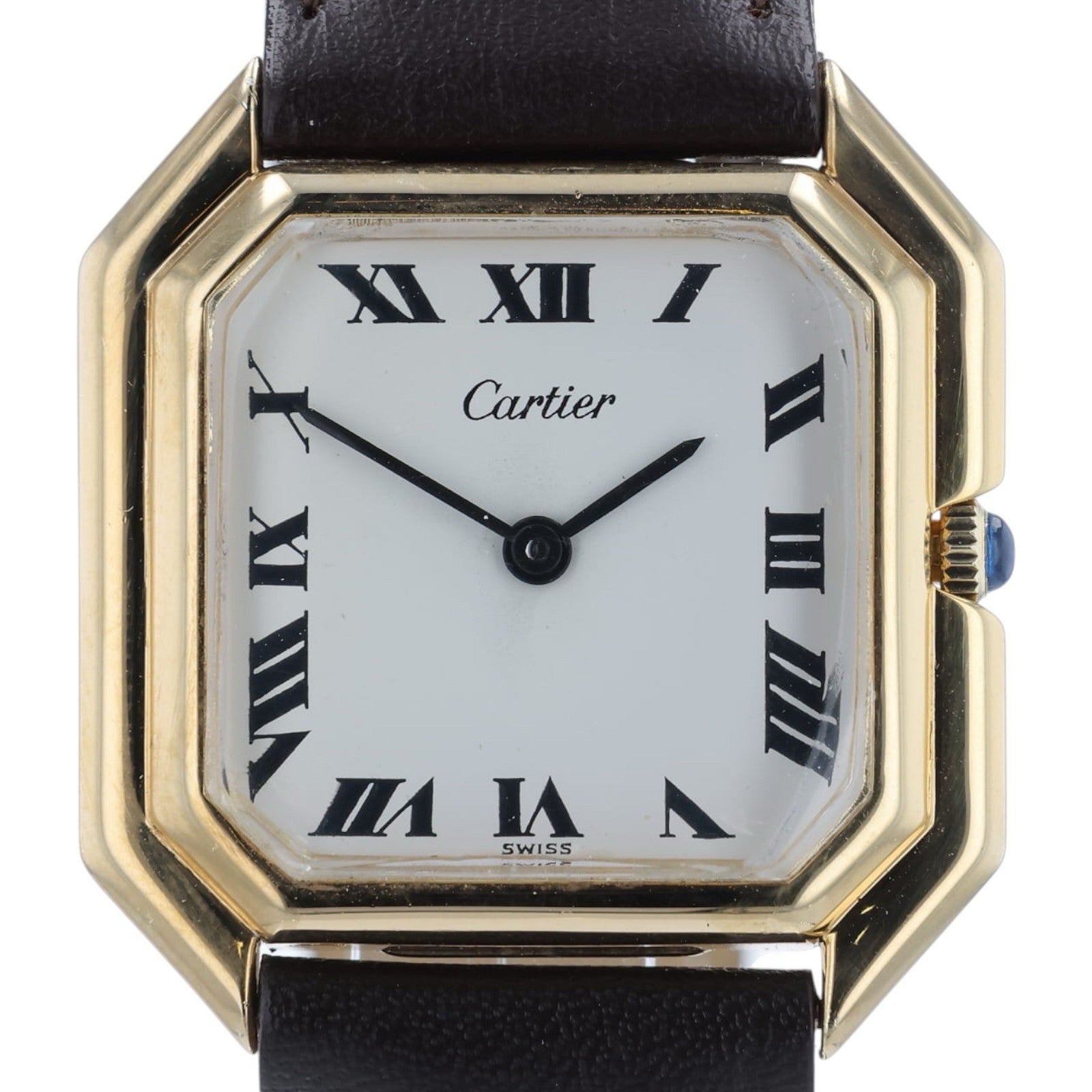 Cartier Cienture Steel-Gold Plated White Dial 30x32mm Manual Wind Unisex Watch
