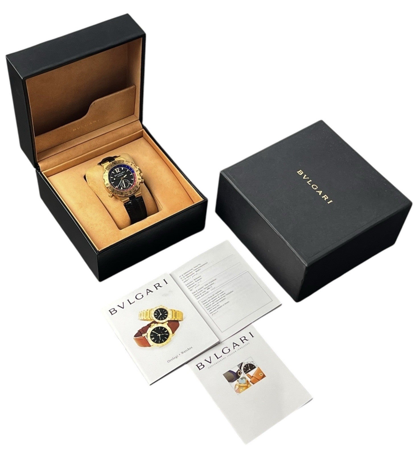 Bvlgari Diagono Scuba Black Dial 18k Yellow Gold 40mm Automatic Men’s GMT 40 G