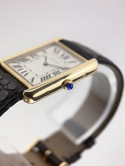Cartier Tank Solo 18k Yellow Gold Silver Dial 27mm Quartz Men's Watch W1018855