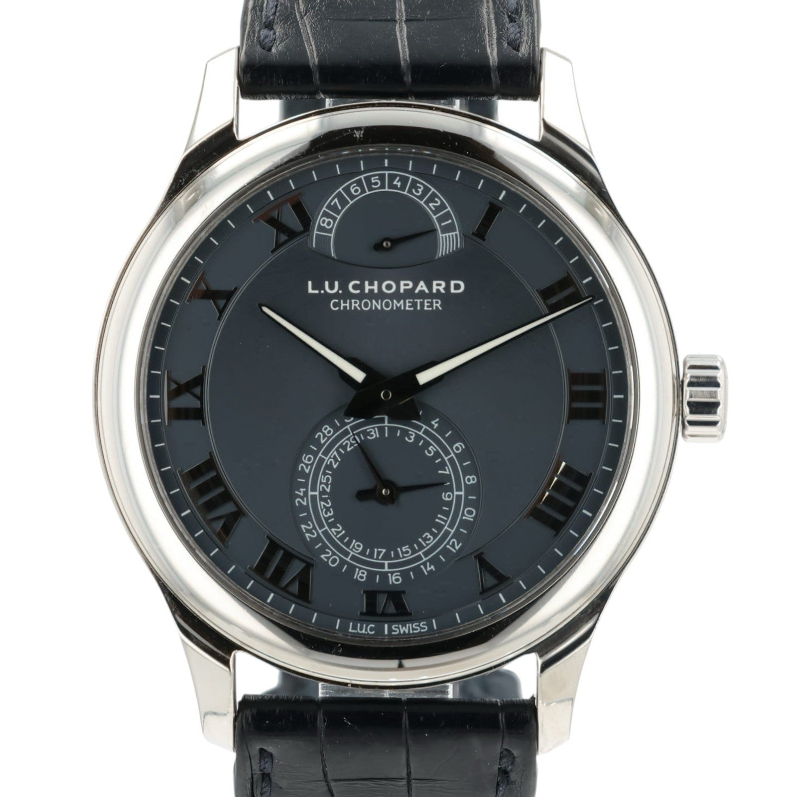 Chopard L.U.C. Quattro Gray Dial Platinum 43mm Manual Wind Mens 161926-9001
