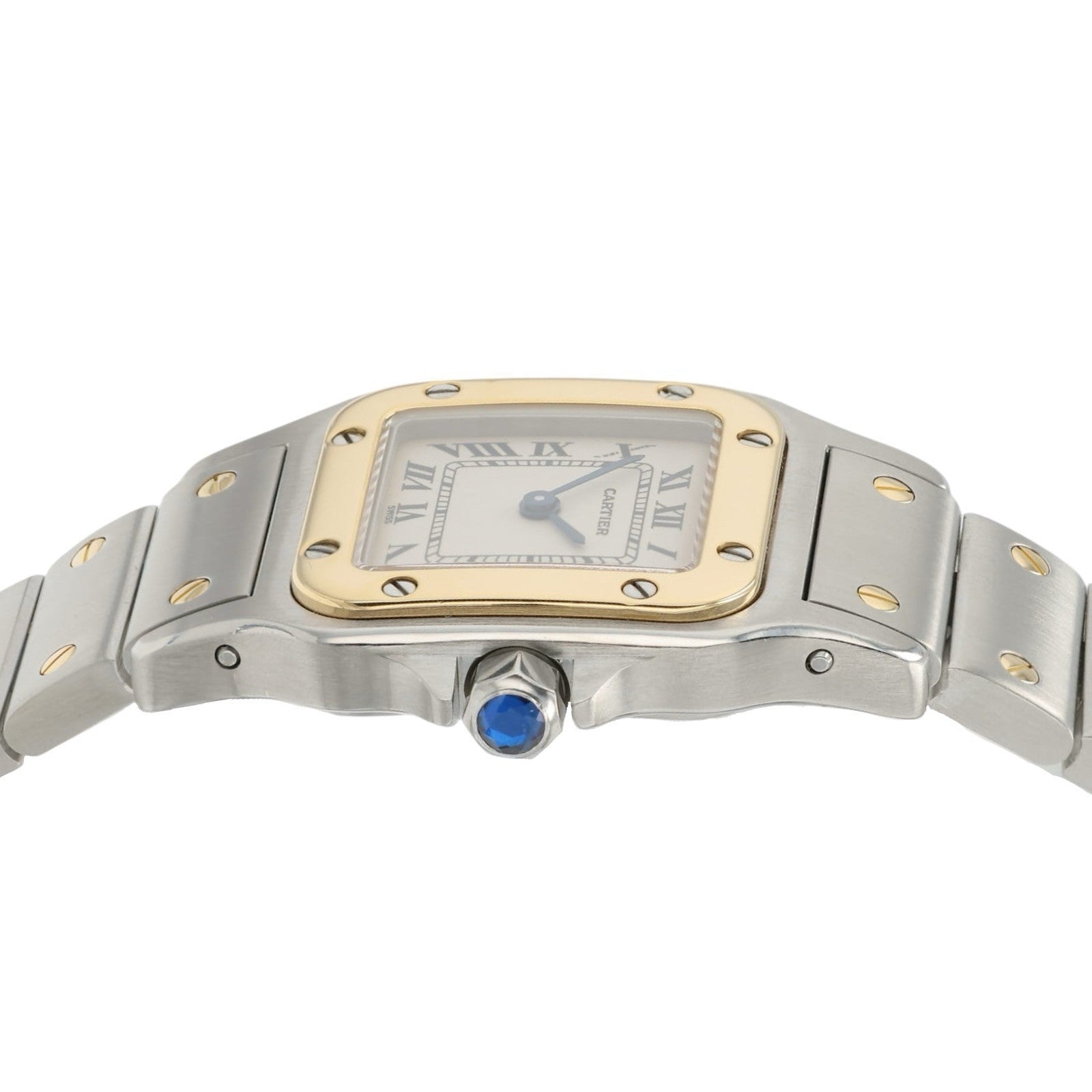 Cartier Santos Galbee Silver Dial Gold & Steel 24mm Quartz Women's Watch 1567