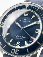Blancpain Fifty Fathoms Titanium Blue Dial 45mm Automatic Men’s Watch 5015