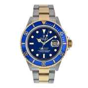 Rolex Submariner Date Gold & Steel Blue Dial 40mm Automatic Mens Watch 16613LB