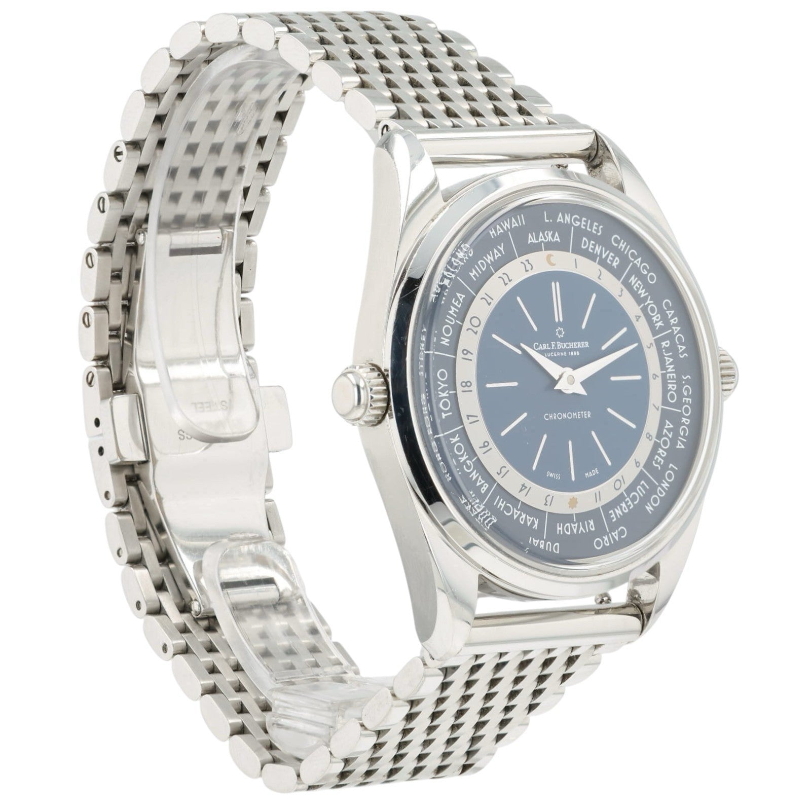 Carl F Bucherer x Hodinkee Worldtimer Blue Dial Steel 39mm 00.10805.08.53.98