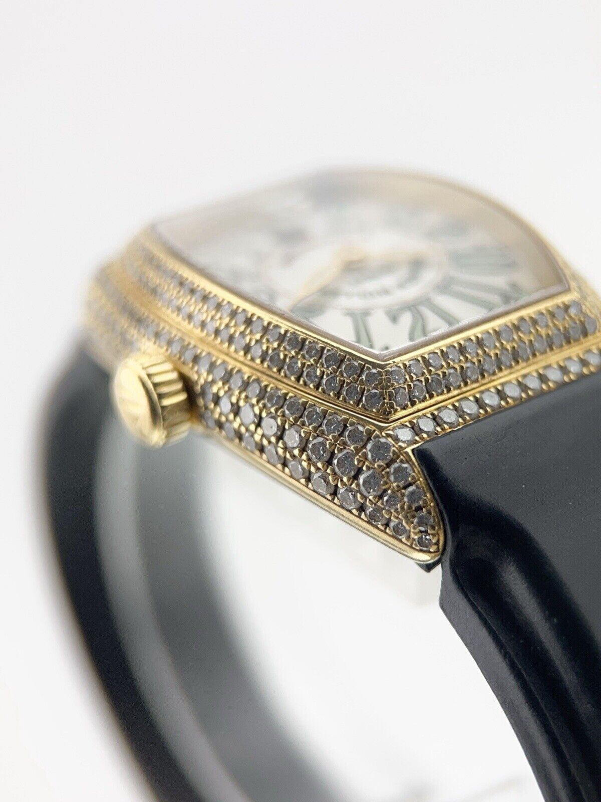 Franck Muller Conquistador Lady 18k Yellow Gold Silver Tone 28mm Auto Lady SC D