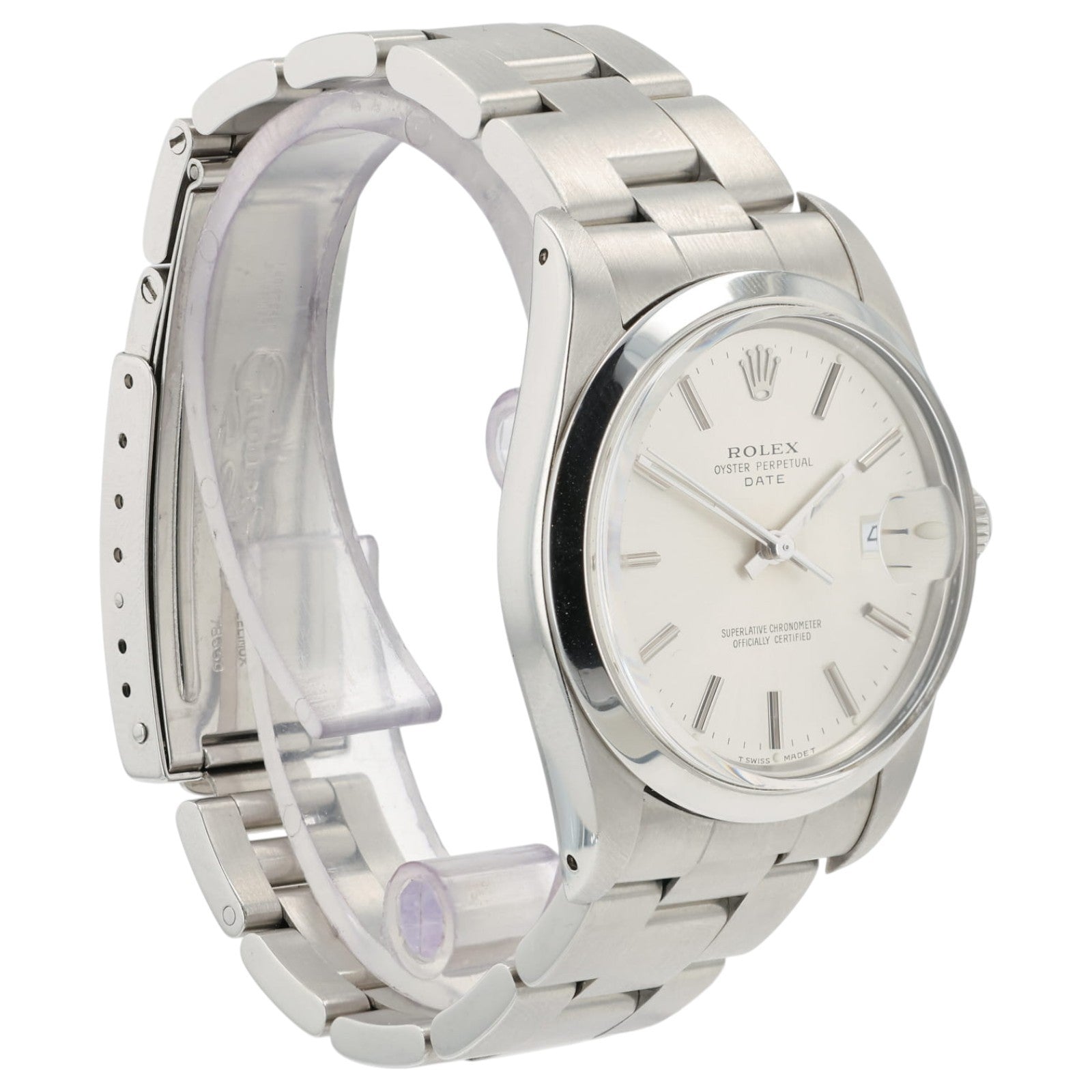 Rolex Date Silver Dial Stainless Steel 34mm Automatic Movement Mens Watch 15000