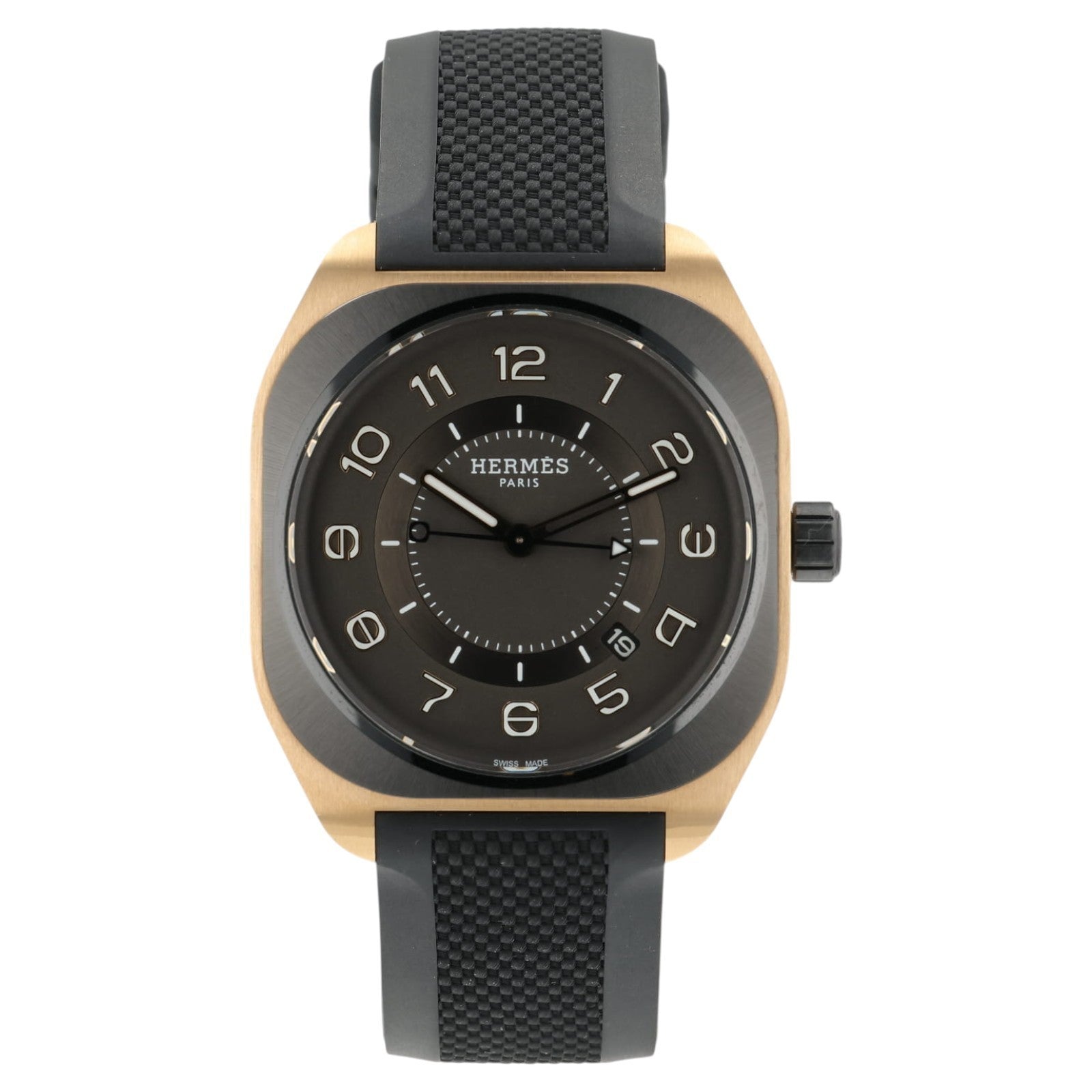 Hermes H08 Gray Dial 18k Rose Gold & Titanium 39mm Automatic Mens Watch H08