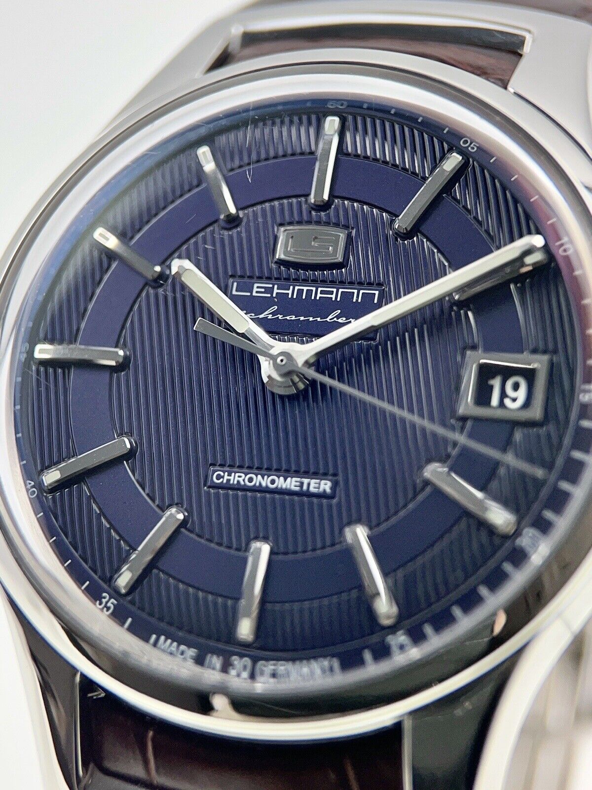 Lehmann Uhren Window Date Steel Blue 42mm Automatic Men’s Watch