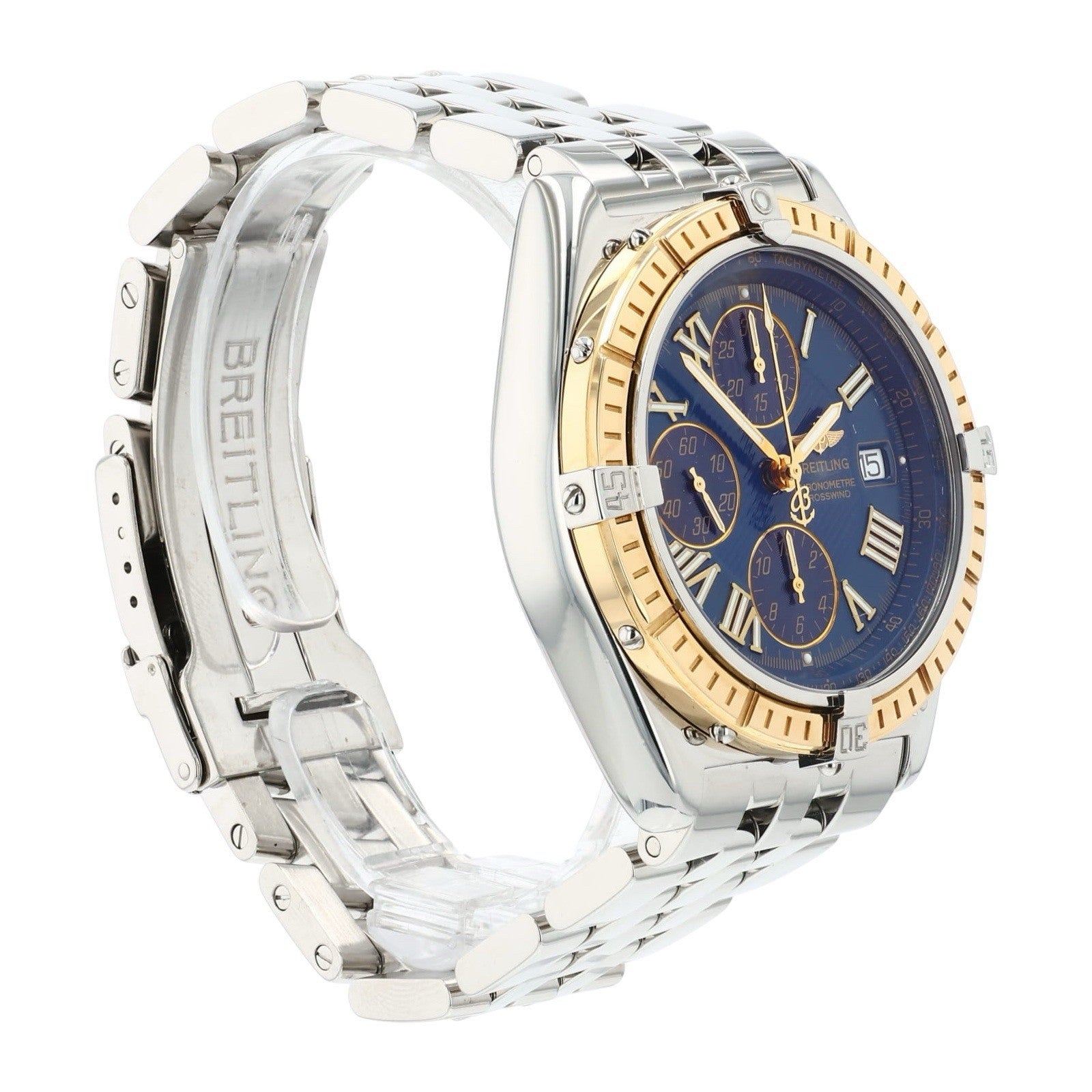 Breitling Crosswind Gold & Steel Blue Dial 43mm Automatic Mens Watch D13355