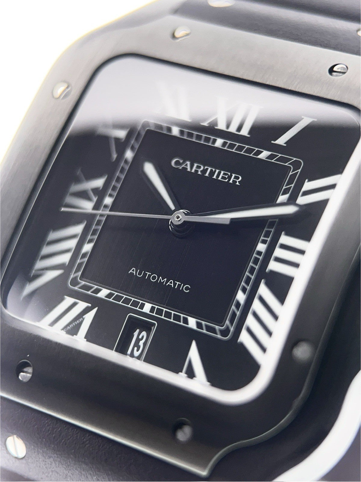 Cartier Santos Stainless Steel Black Dial 39.8 Automatic Mens Watch WSSA0039
