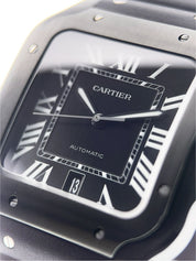 Cartier Santos Stainless Steel Black Dial 39.8 Automatic Mens Watch WSSA0039