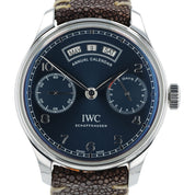 IWC Portuguese Annual Calendar Steel Blue Dial Automatic Mens Watch IW503502