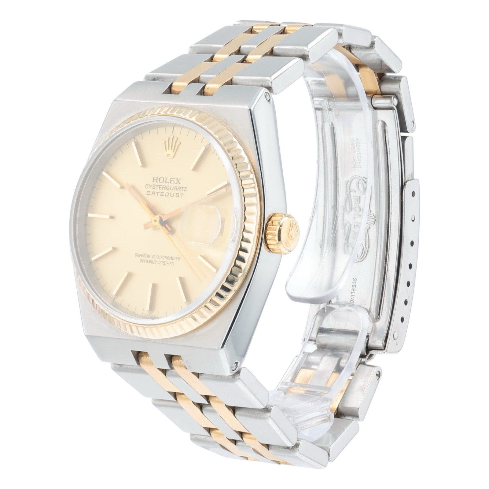 Rolex Oysterquartz Steel & Gold Champagne Dial 36mm Quartz Movement Mens 17013