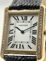 Cartier Tank Solo 18k Yellow Gold Leather Band Quartz Women’s Watch 2743