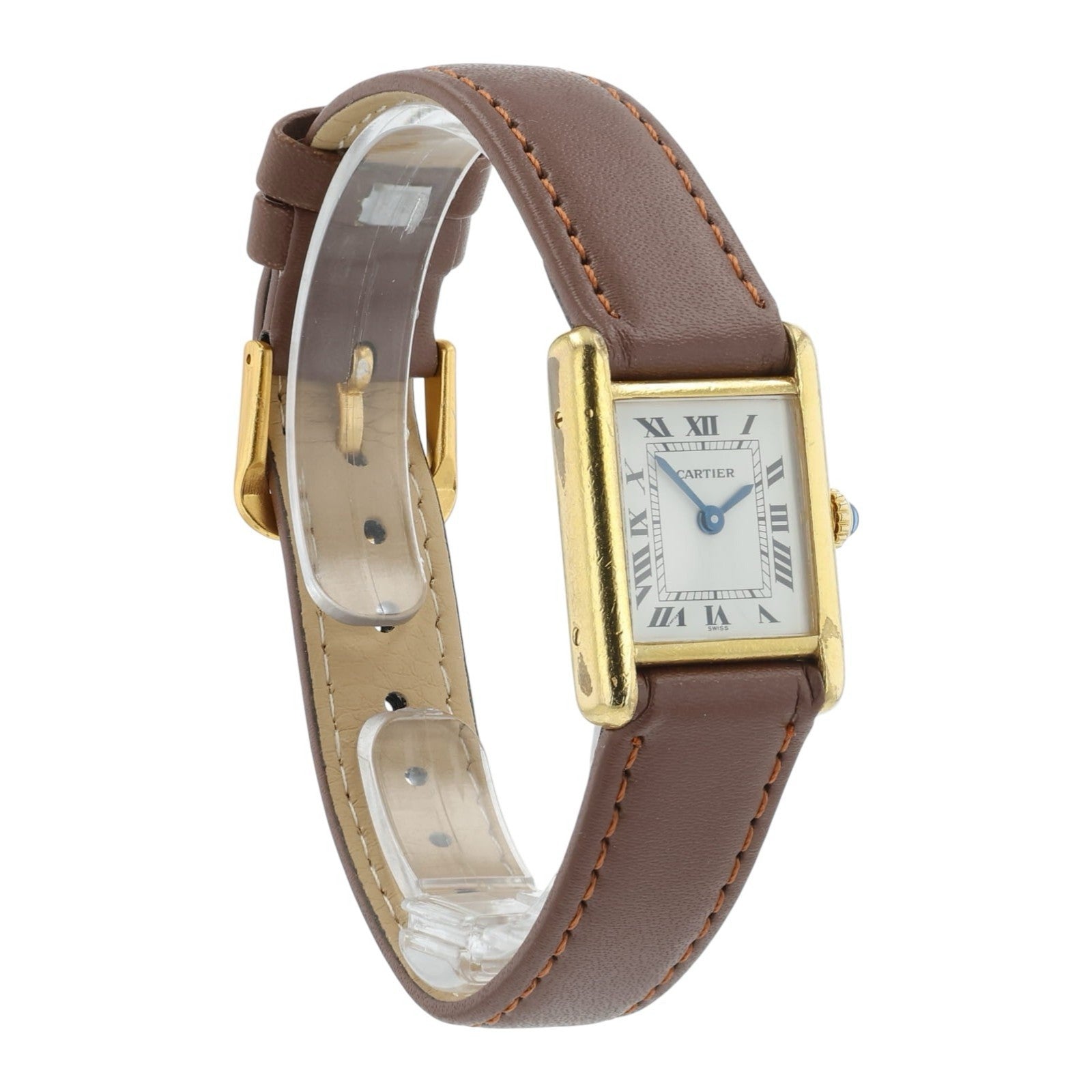 Cartier Tank White Dial Gold Plated 21mm Manual Wind Women's Watch