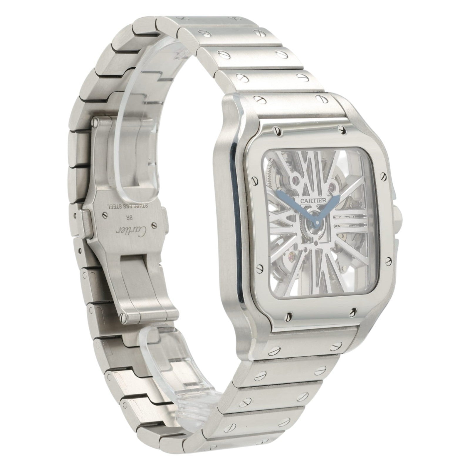 Cartier Santos Skeleton Dial Stainless Steel 40mm Manual Mens Watch WHSA0007