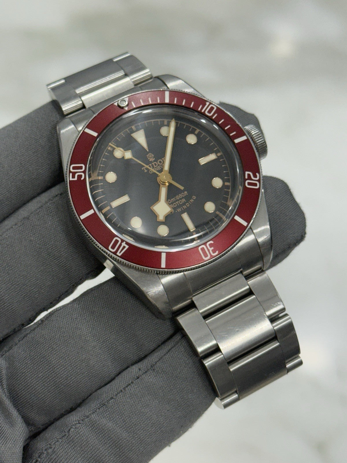 Tudor Black Bay Smiley Stainless Steel Red 41mm Automatic Watch 79220R