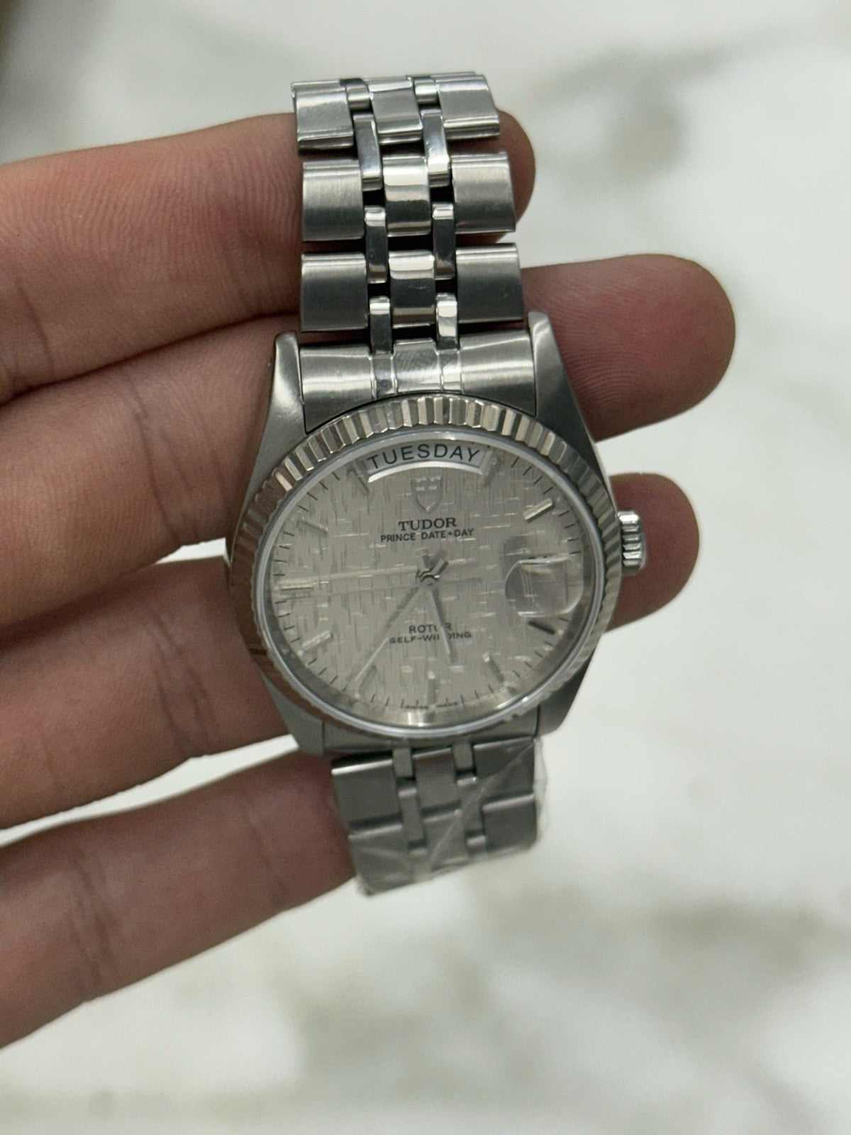 Tudor Prince Day & Date Stainless Steel 36mm Linen Automatic Watch 76214