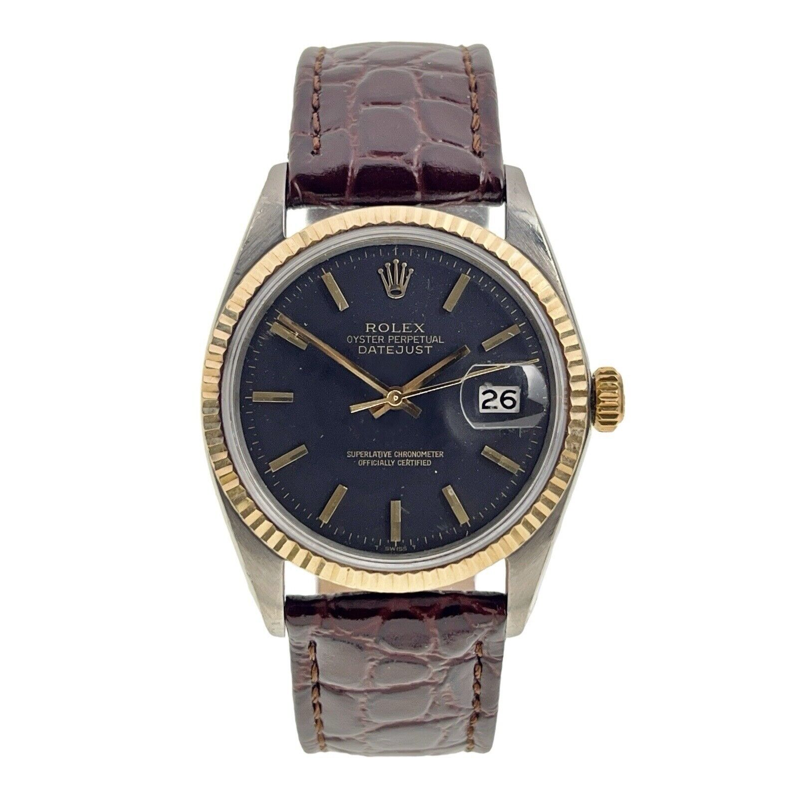 Rolex Datejust Steel & Gold Black Dial 36mm Automatic Men’s Watch 1601