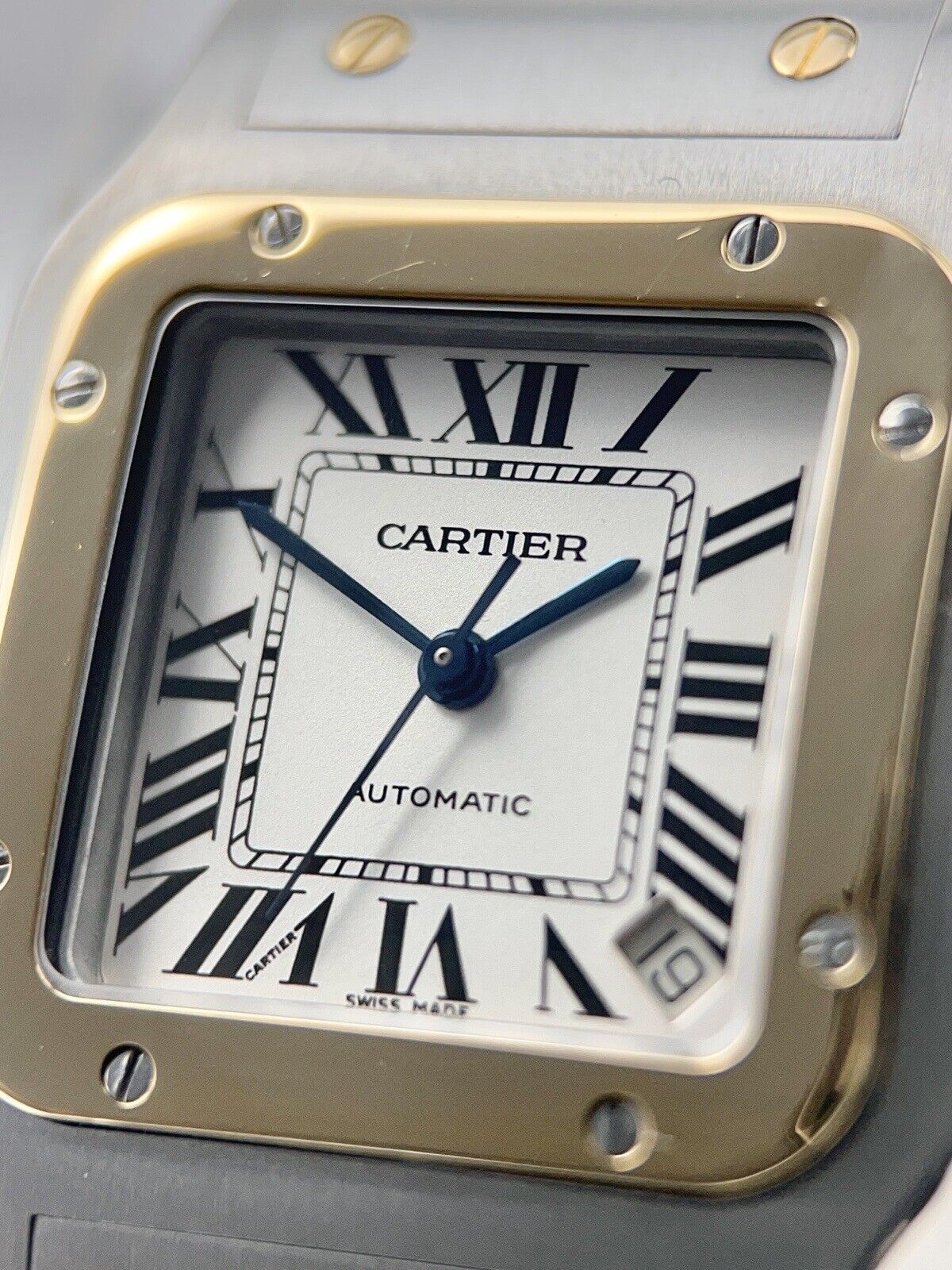 Cartier Santos Galbee 32mm Two Tone Stainless Gold 2823 Automatic Mens Watch