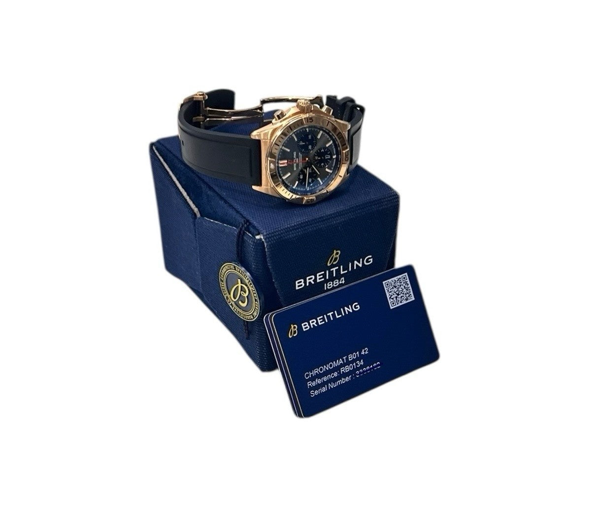 Breitling Chronomat 18k Rose Gold Gray Dial 42mm Automatic Mens Watch RB0134