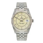 Rolex Datejust 36mm Cream Boiler Gauge Steel Cream Dial 36mm Men's Watch 16234