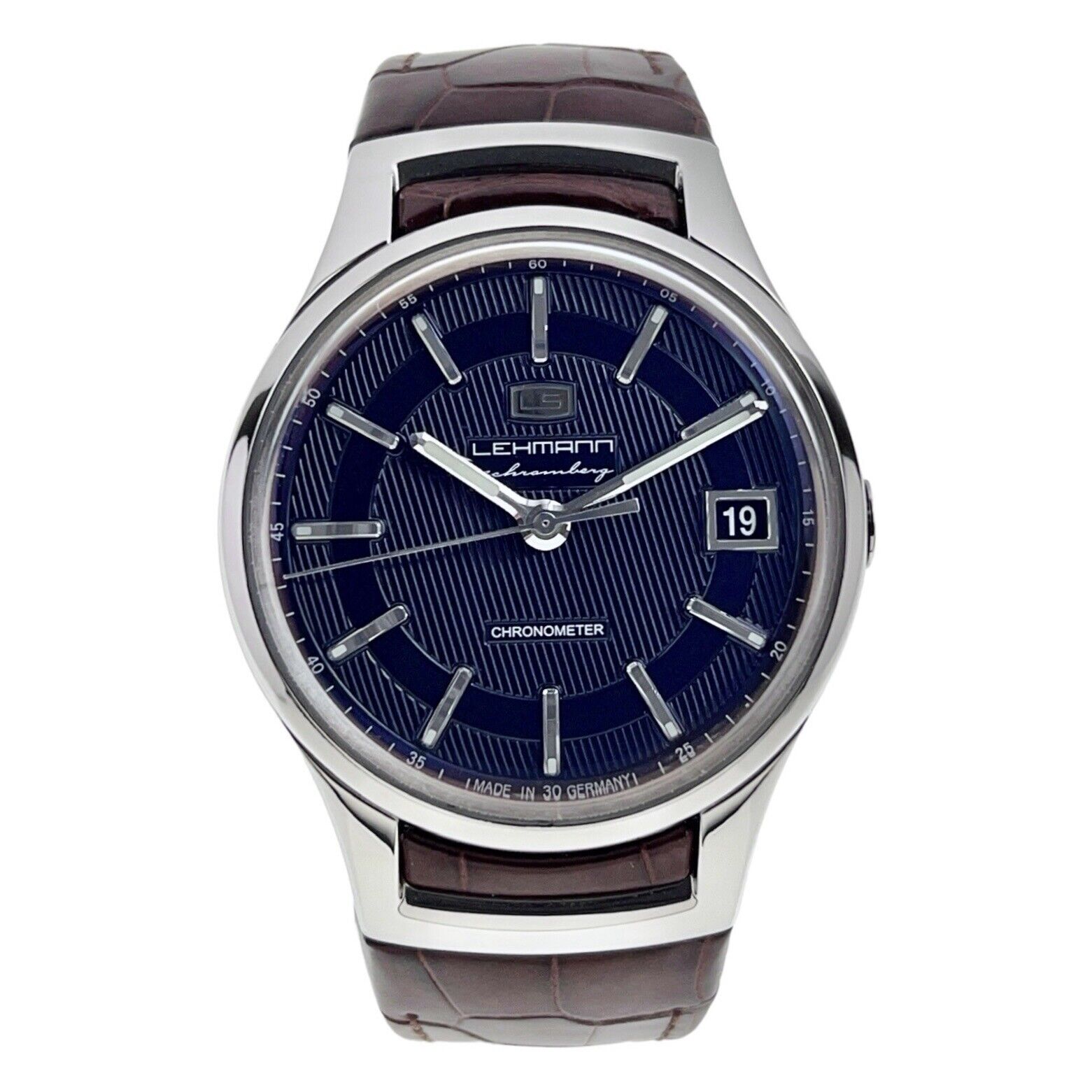 Lehmann Uhren Window Date Steel Blue 42mm Automatic Men’s Watch