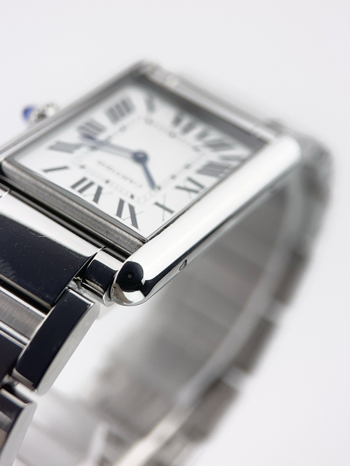 Cartier Tank Stainless Steel Silver Dial 25mm Quartz Movement Men's WSTA0052