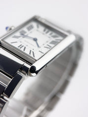 Cartier Tank Stainless Steel Silver Dial 25mm Quartz Movement Men's WSTA0052