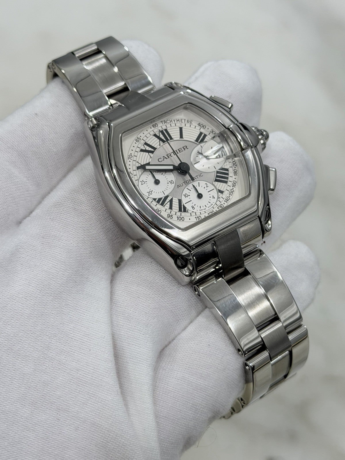 Cartier Roadster Chronograph Silver Dial Steel 43mm Auto Men’s Watch W62006X6