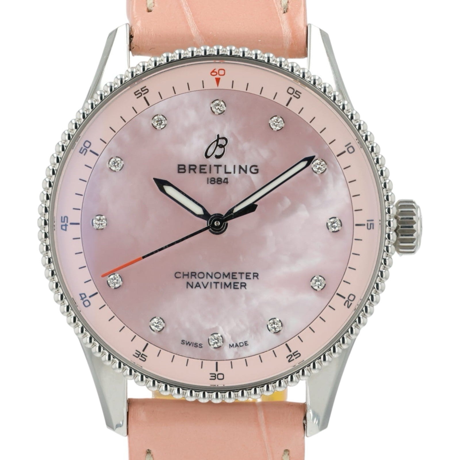 Breitling Navitimer Pink MOP Dial Steel 32mm Quartz  Women's Watch A77320