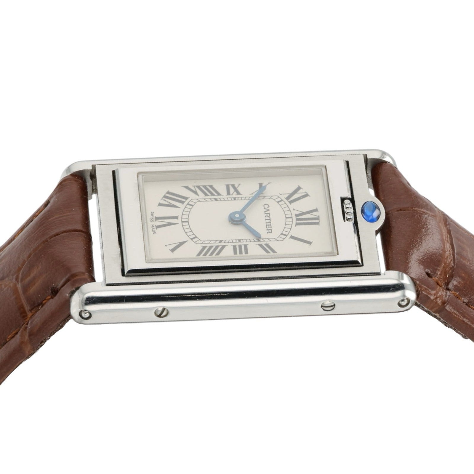 Cartier Tank Basculante Silver Dial Steel 24x36mm Quartz Men’s Watch W1011258