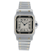 Cartier Santos Gold & Steel Silver Dial 24mm Quartz Women's Watch 1057930