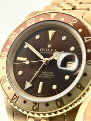 Rolex GMT Master Rootbeer 18k Gold Brown Dial 40mm Automatic Watch 16718