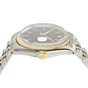 Rolex Two-tone Datejust Black Tapestry Dial 18k Gold & Steel 36mm Mens 16013