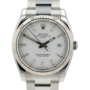 Rolex Oyster Perpetual Date White Dial Steel 34mm Automatic Men’s Watch 115234