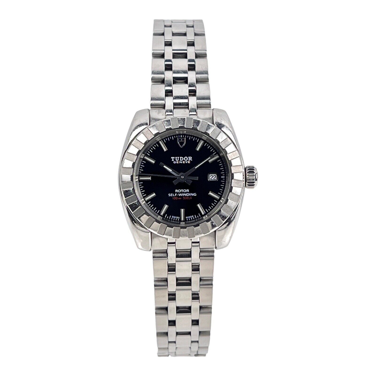 TUDOR Classic Date 22010 Ladies Watch Black Dial B&P 2016