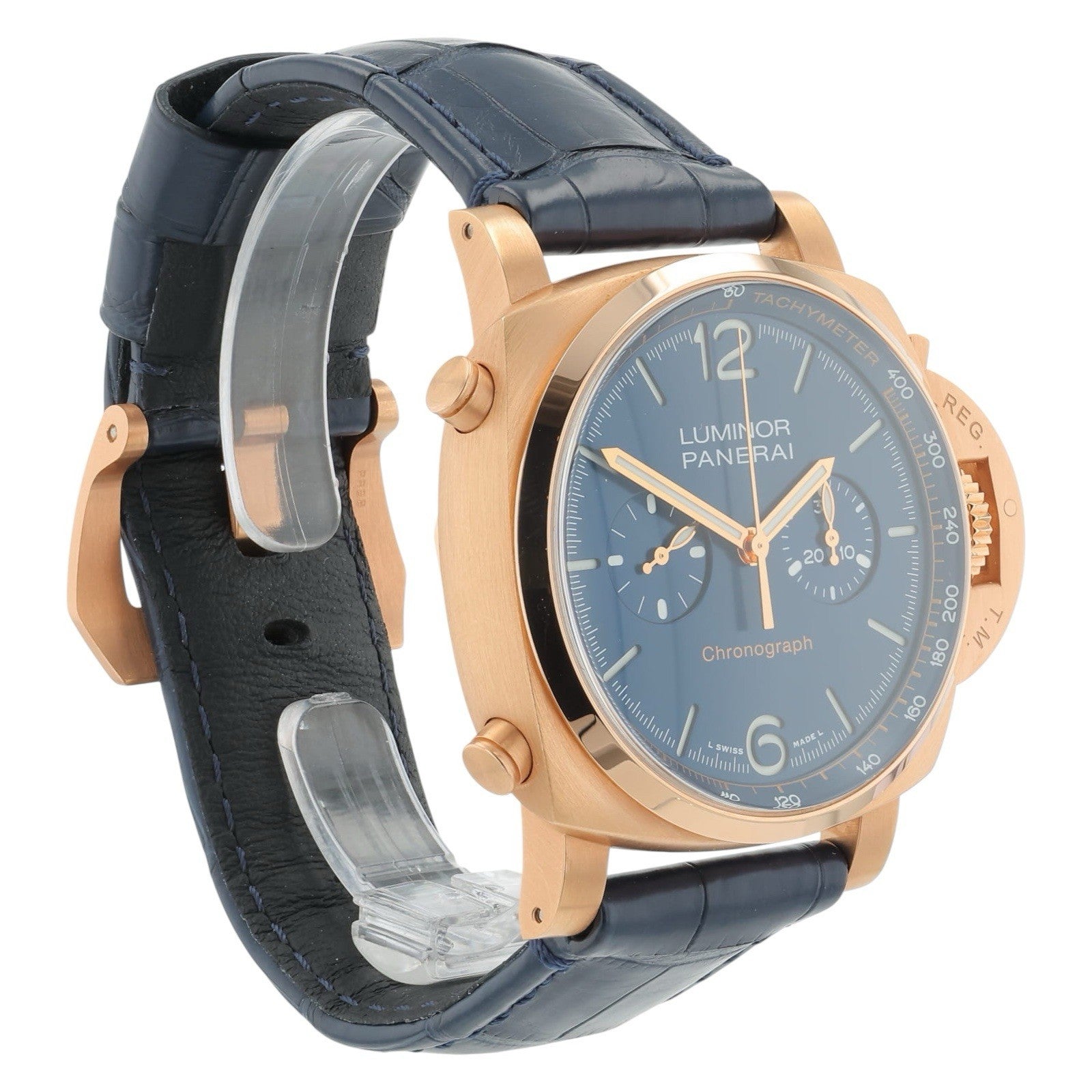 Panerai Luminor Marina 18k Rose Gold  Blue Dial 44mm Automatic Mens PAM01111