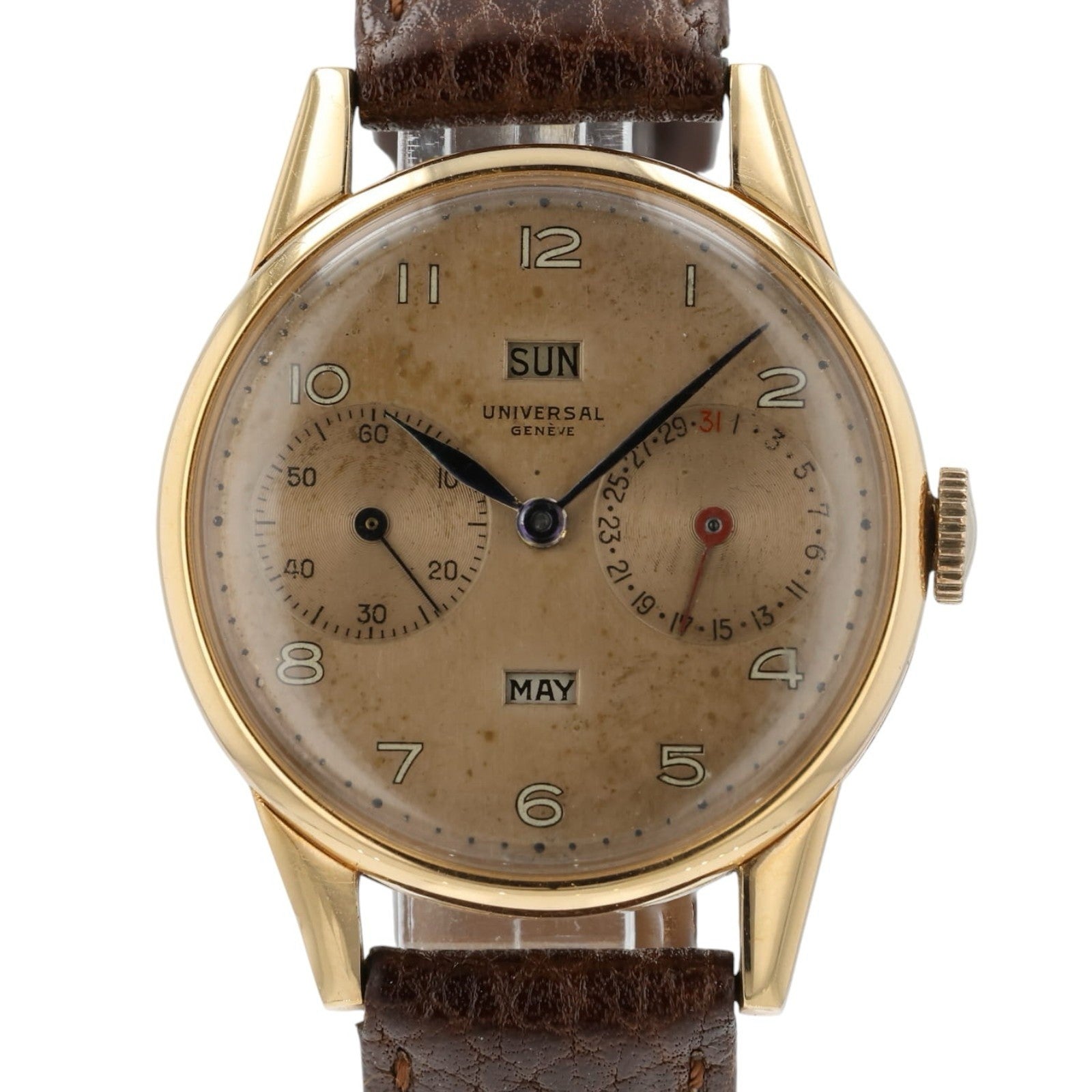 Universal Geneve Triple Date 18k Rose Gold 32.5mm Manual Wind Men’s Watch 113C1