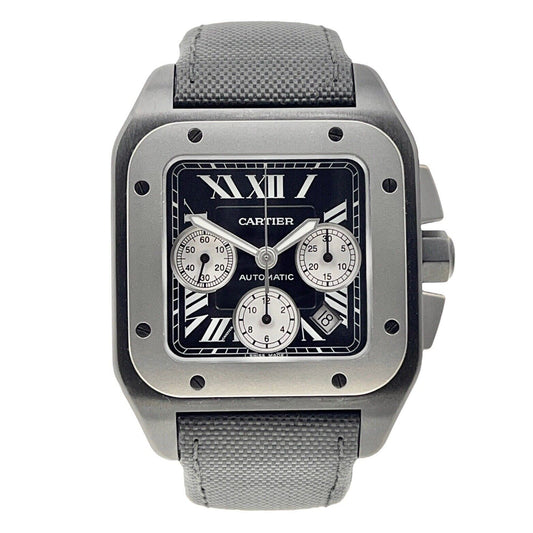 Cartier Santos 100 Chronograph Steel Black 42mm Automatic Men’s Watch W2020005