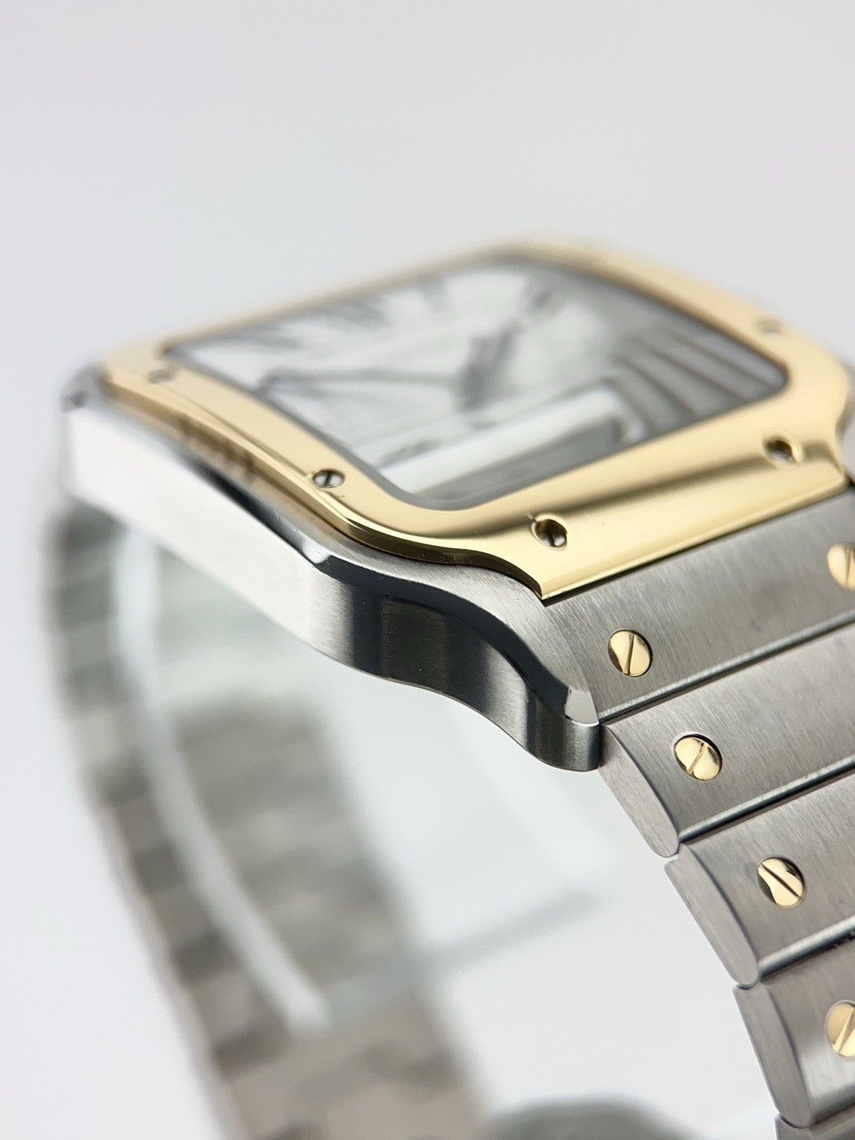 Cartier Santos Gold & Steel Silver Dial 39mm Automatic Mens Watch W2SA0009