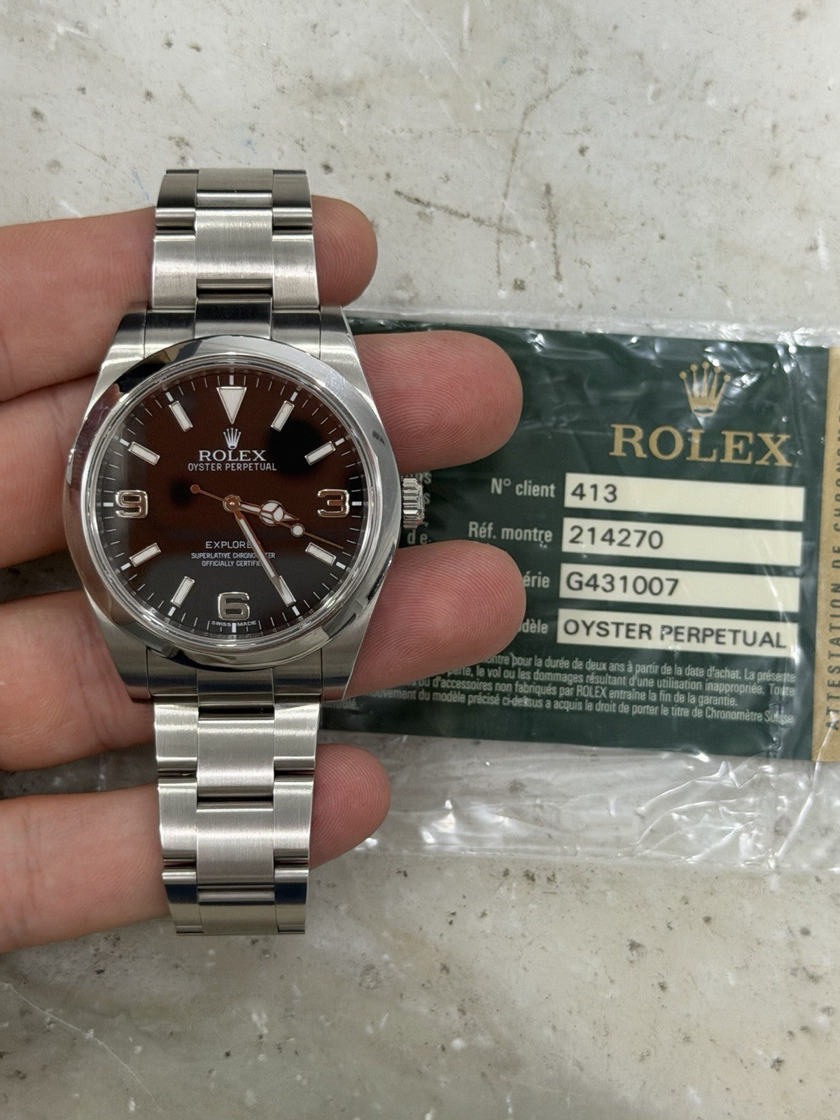 2012 Rolex Explorer  Stainless Steel 39mm MK1 Auto Men’s Watch 214270 W/ Card