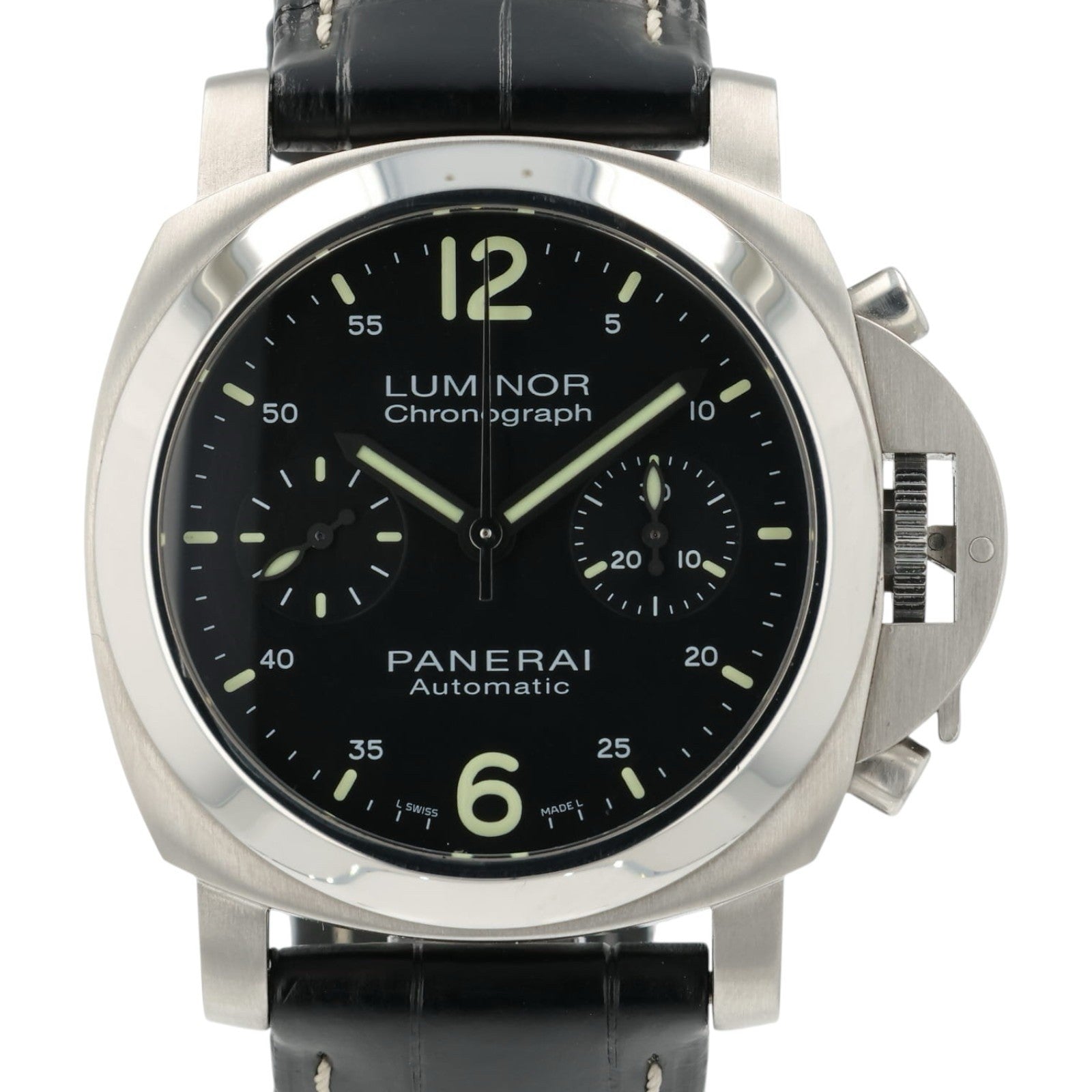 Panerai Luminor Chronograph Black Dial Steel 40mm Automatic Mens Watch PAM00310