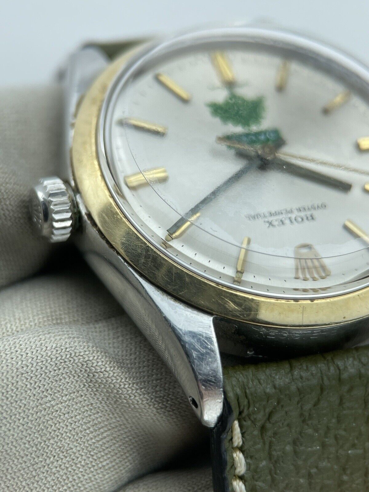 Rolex Oyster Perpetual 1002, 34mm Gold Bezel & crown Rare Davey Tree Company