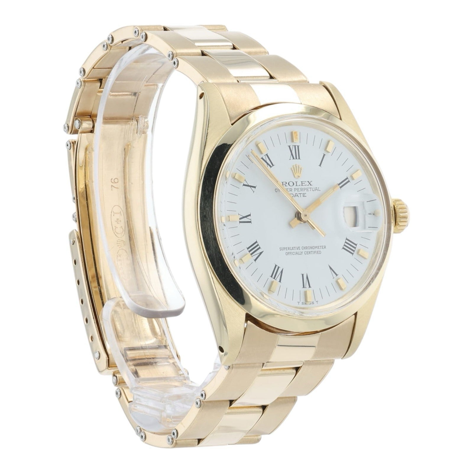 Rolex Oyster Perpetual White Dial 14k Yellow Gold 34mm Automatic Mens Watch 1503