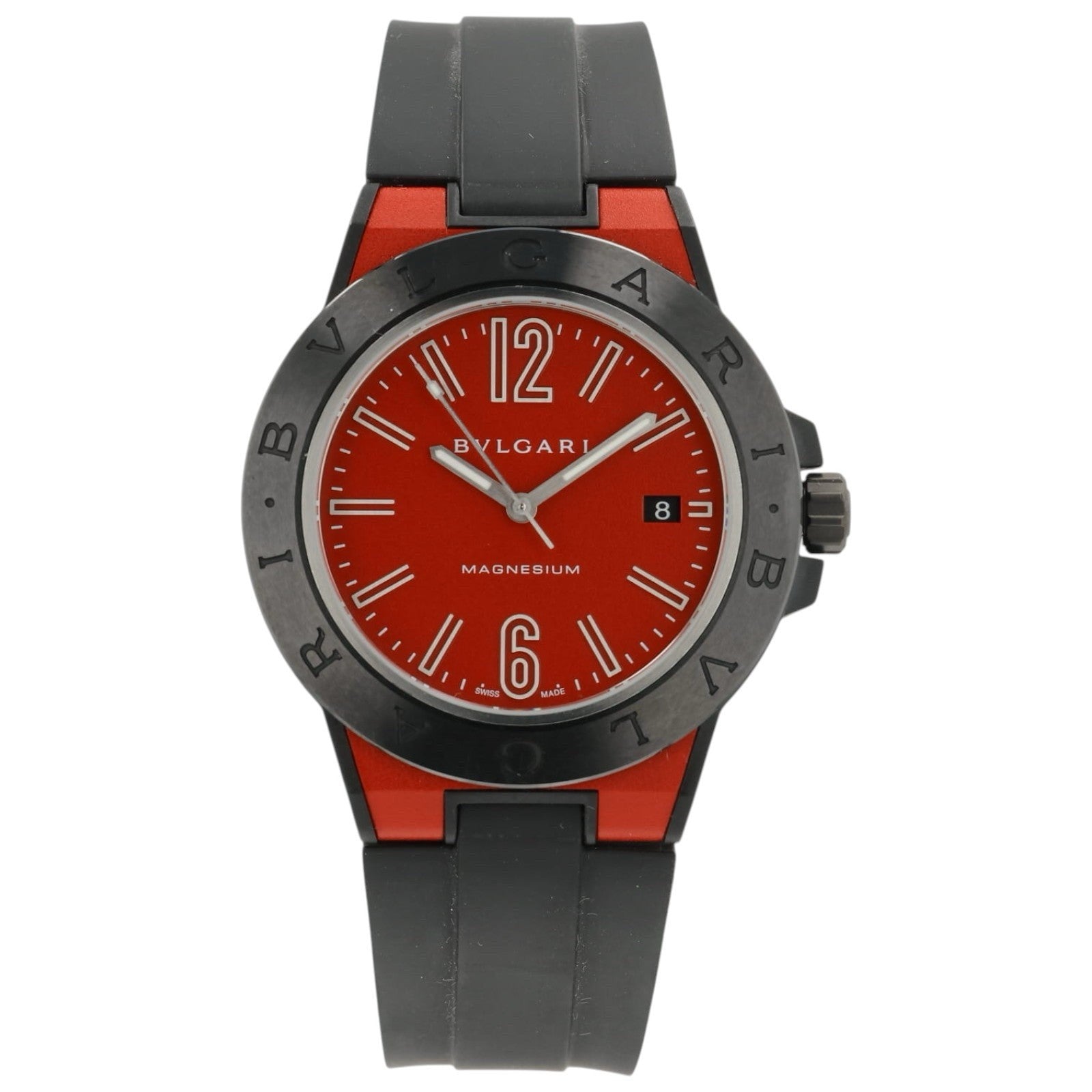Bvlgari Diagono Magnesium Red Dial Steel 41mm Automatic Men’s Watch DG 41 SMC