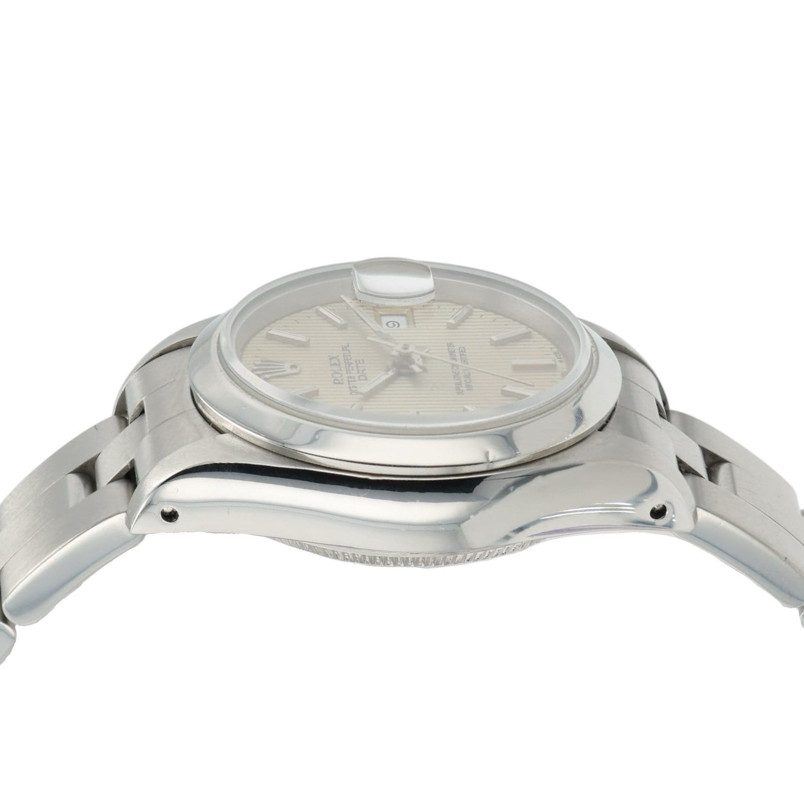 Rolex Ladies Date Silver Tapestry Dial 26mm Automatic Women’s Watch 69160