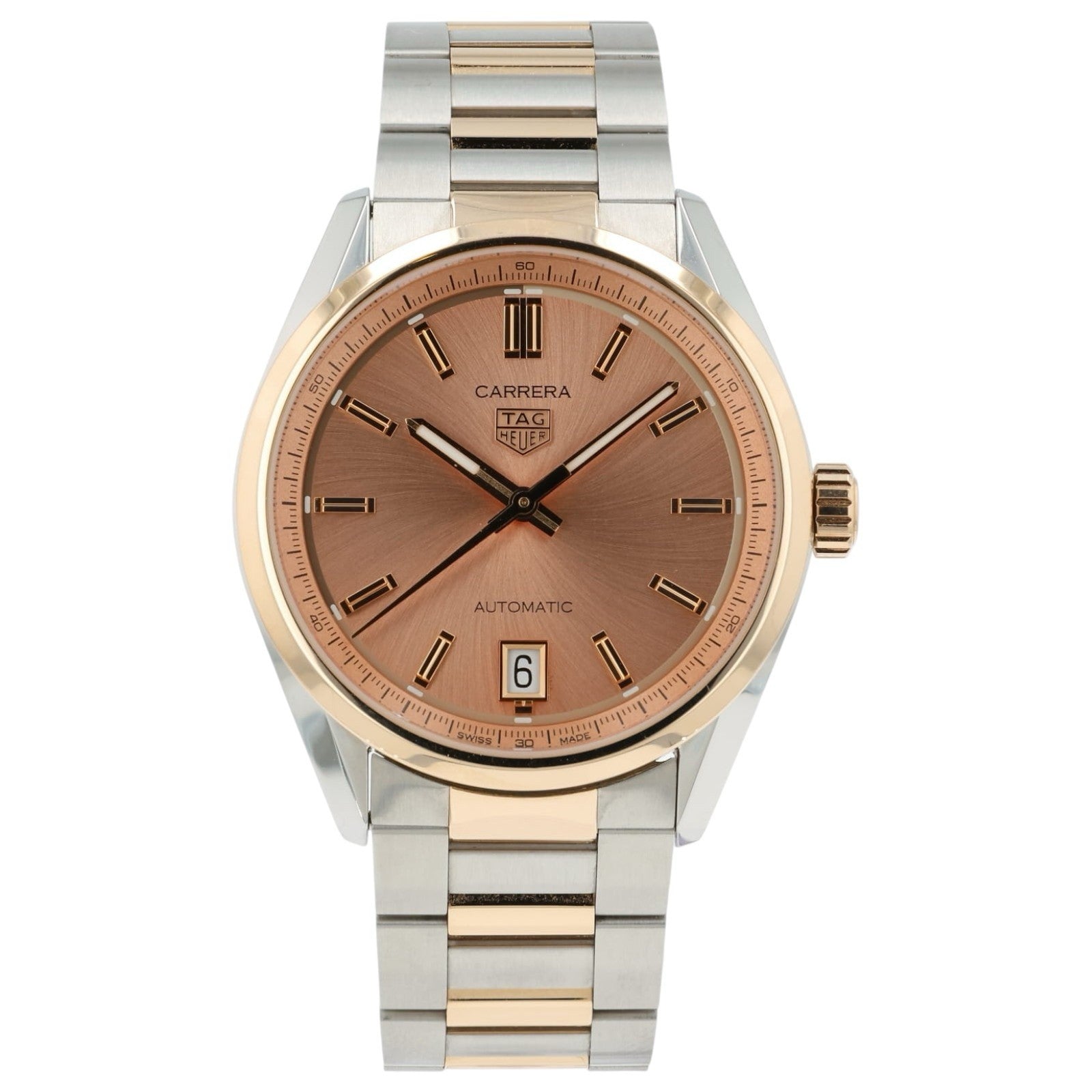 Tag Heuer Carrera Pink Dial 18k Rose Gold & Steel 36mm Automatic Unisex WBN2350