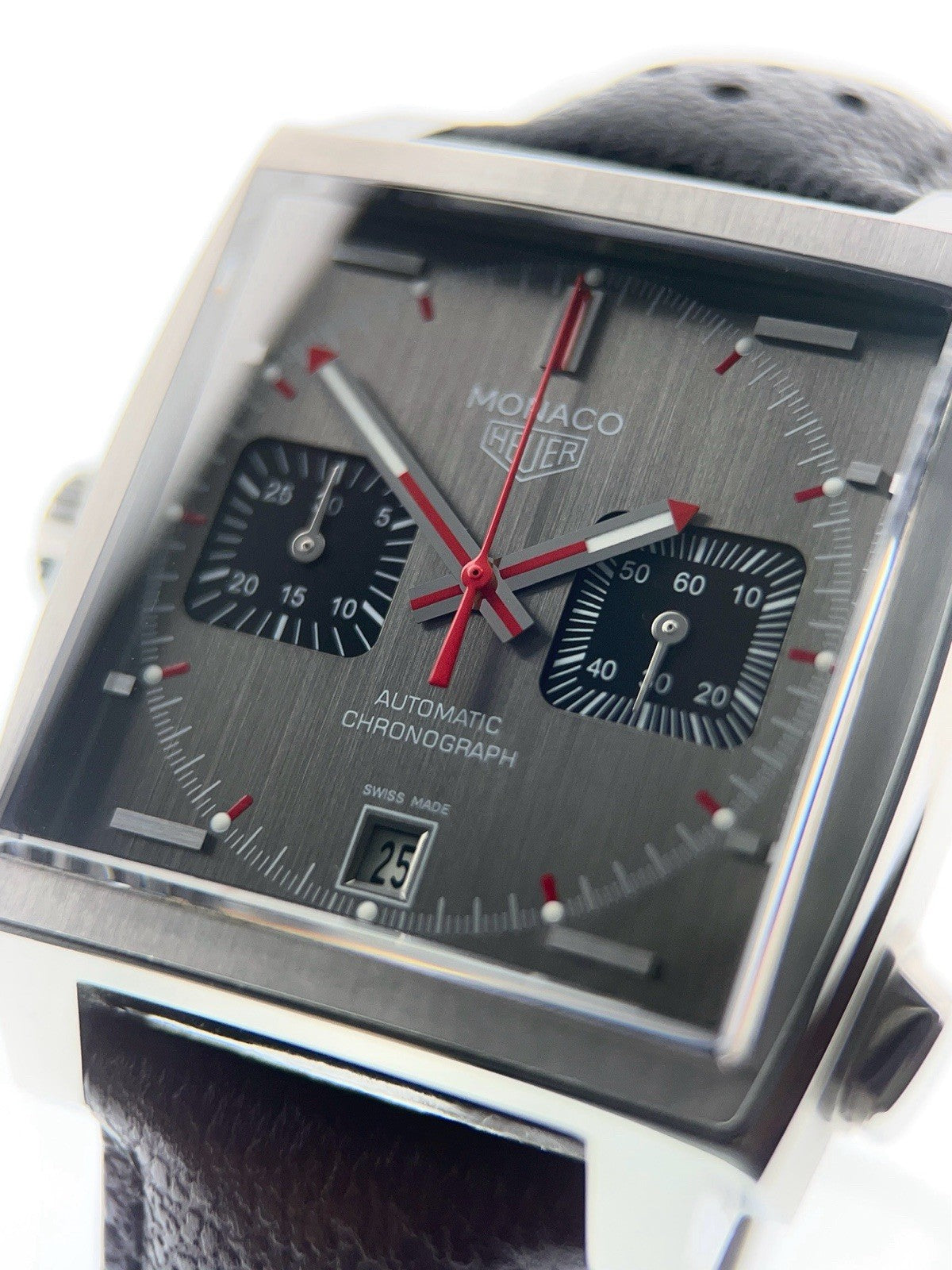 Tag Heuer Monaco Stainless Steel Grey Dial 39mm Automatic Mens Watch CAW211B