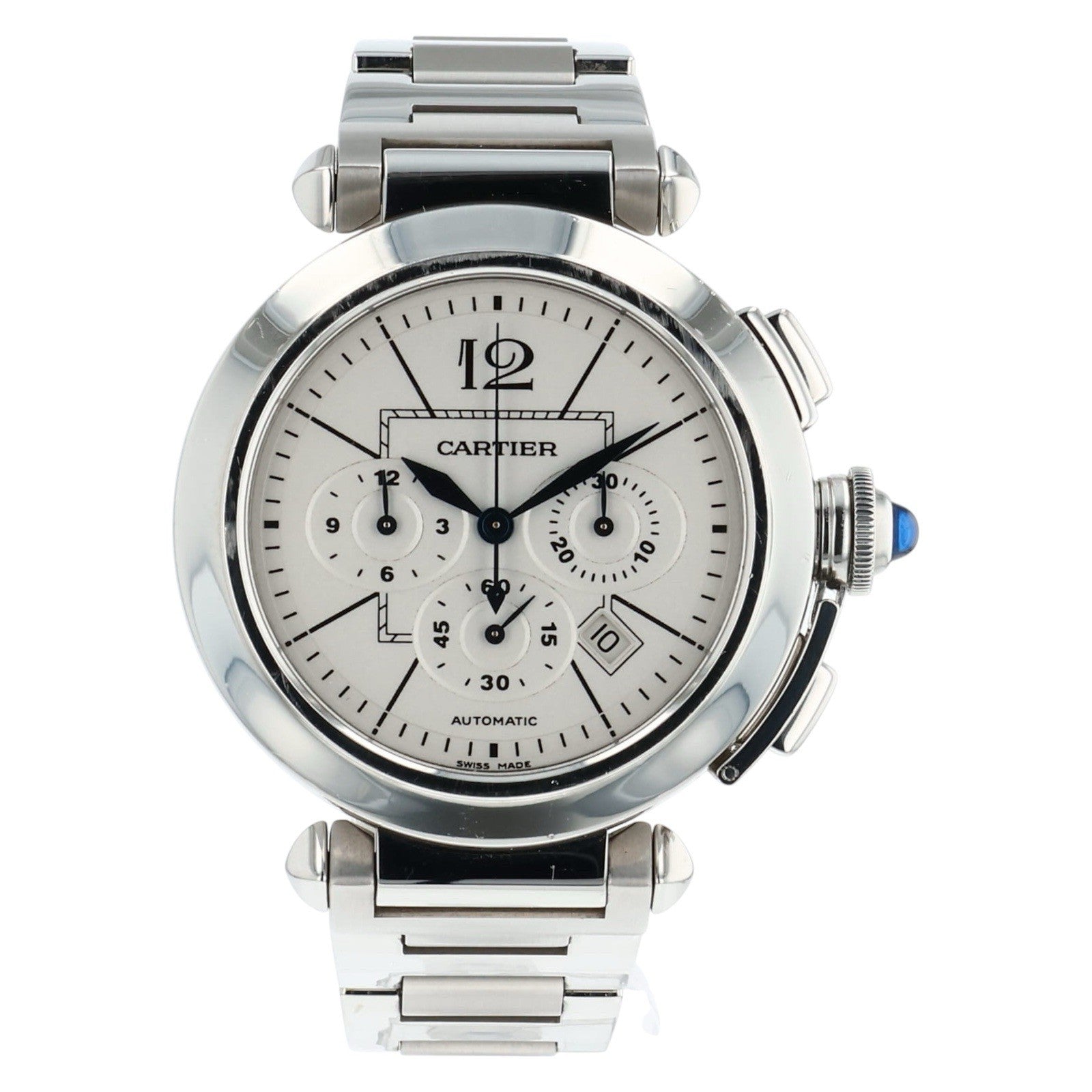 Cartier Pasha Chronograph White Dial Stainless 42mm Automatic Men’s W31085M7